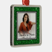 永遠に私たちのハートメモリアルグリーングリッター メタルオーナメント (右)