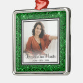 永遠に私たちのハートメモリアルグリーングリッター メタルオーナメント (左)