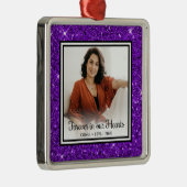 永遠に私たちのハートメモリアルパープルグリッター メタルオーナメント (右)