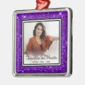 永遠に私たちのハートメモリアルパープルグリッター メタルオーナメント (左)
