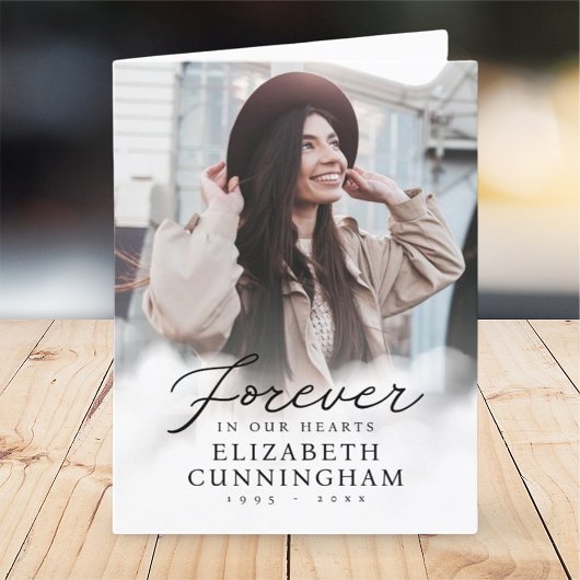 永遠に私たちのハートメモリアルモダン写真 サンキューカード