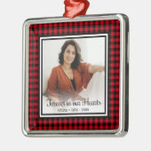 永遠に私たちのハートメモリアルレッドバッファローチェック メタルオーナメント (左)