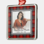 永遠に私たちのハートメモリアルレッドプレイド メタルオーナメント (左)