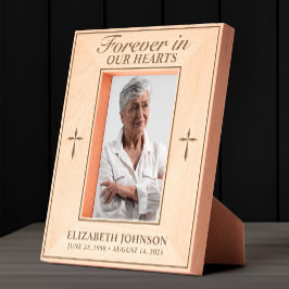 永遠に私たちのハートメモリアル写真クロス レーザー彫刻フレーム