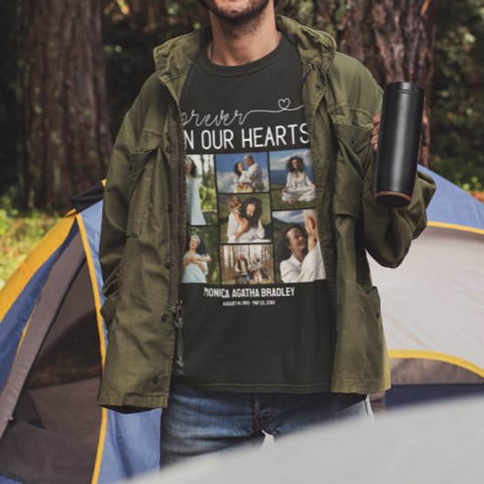 永遠に私たちのハートメモリアル写真コラージュ Tシャツ