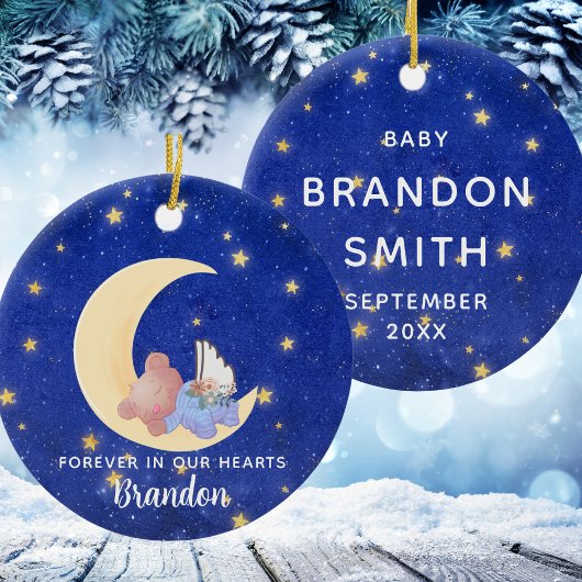 永遠に私たちのハートメモリアル男の赤ちゃんクリスマス セラミックオーナメント
