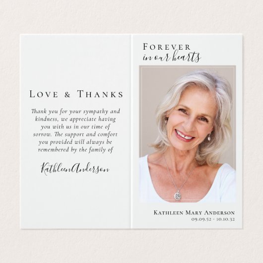 永遠に私たちのハートメモリアル祈りの言葉カードで折り畳み 名刺 (外部フラット)