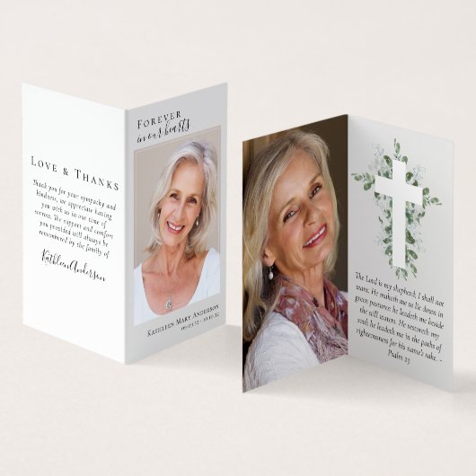 永遠に私たちのハートメモリアル祈りの言葉カードで折り畳み 名刺 (内部&外部)