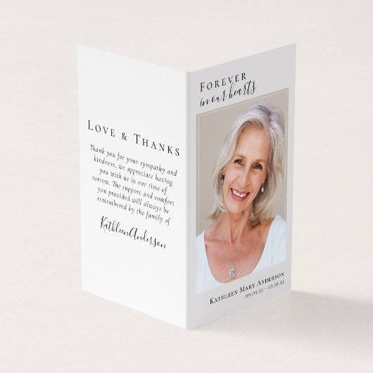 永遠に私たちのハートメモリアル祈りの言葉カードで折り畳み 名刺 (外部)