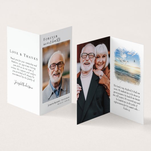 永遠に私たちのハートメモリアル祈りの言葉カードで折り畳み 名刺 (内部&外部)