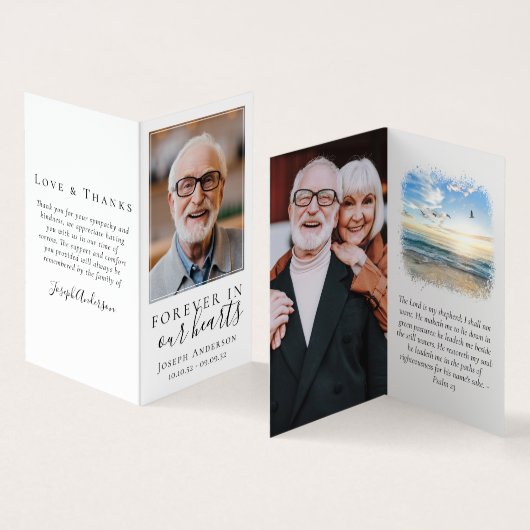 永遠に私たちのハートメモリアル祈りの言葉カードで折り畳み 名刺 (内部&外部)