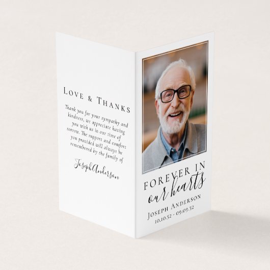 永遠に私たちのハートメモリアル祈りの言葉カードで折り畳み 名刺 (外部)