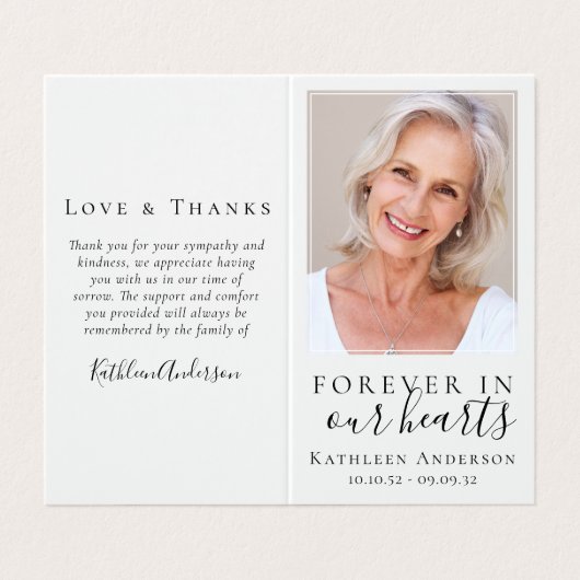 永遠に私たちのハートメモリアル祈りの言葉カードで折り畳み 名刺 (外部フラット)