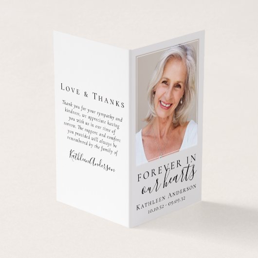 永遠に私たちのハートメモリアル祈りの言葉カードで折り畳み 名刺 (外部)