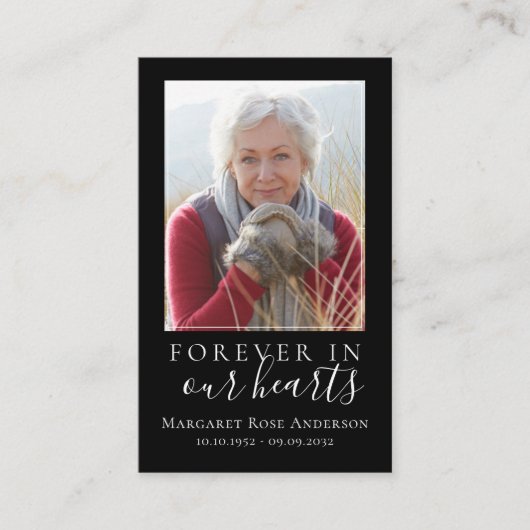 永遠に私たちのハートメモリアル祈りの言葉カード 名刺 (正面)