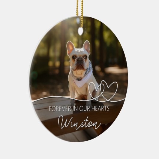 永遠に私たちのハートモダンでPhoto Pet Memorial セラミックオーナメント (右)