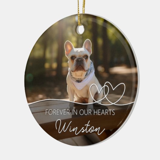 永遠に私たちのハートモダンでPhoto Pet Memorial セラミックオーナメント (左)