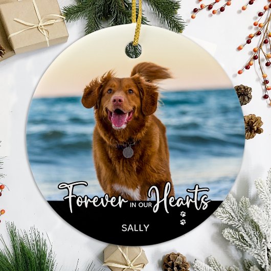 永遠に私たちのハートモダンでPhoto Pet Memorial セラミックオーナメント