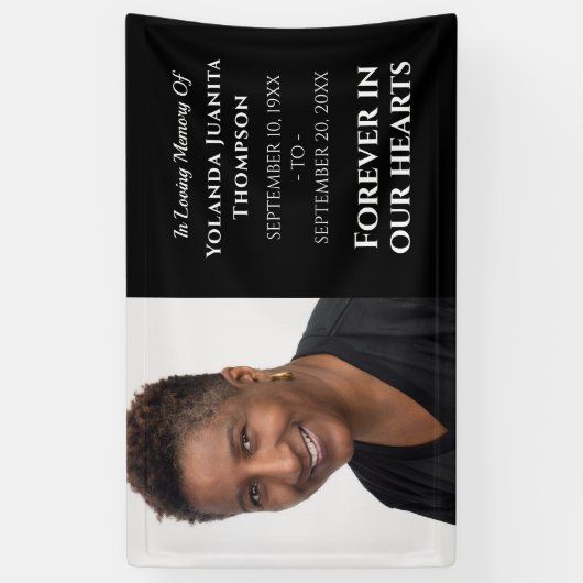 永遠に私たちのハートモダン葬儀カスタム写真 横断幕 (縦)