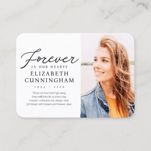 永遠に私たちのハートモダン記念写真 名刺 (正面)