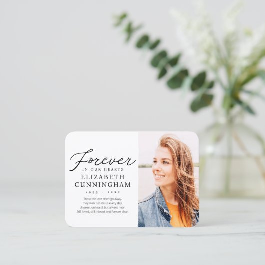 永遠に私たちのハートモダン記念写真 名刺 (スタンド正面)