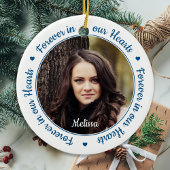 永遠に私たちのハートモダン2フォトメモリアル セラミックオーナメント