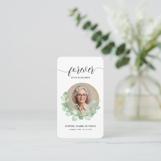 永遠に私たちのハートユーカリ祈りの言葉カード 名刺 (スタンド正面)