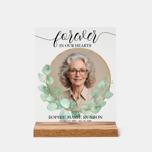 永遠に私たちのハートユーカリ葬儀 アクリルサイン (正面)