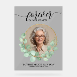 永遠に私たちのハートユーカリ葬儀 アクリルサイン