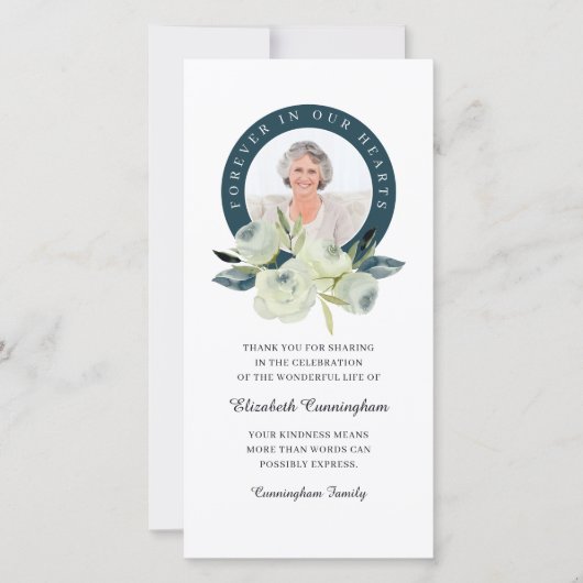 永遠に私たちのハート写真フローラメモリアル サンキューカード (正面)