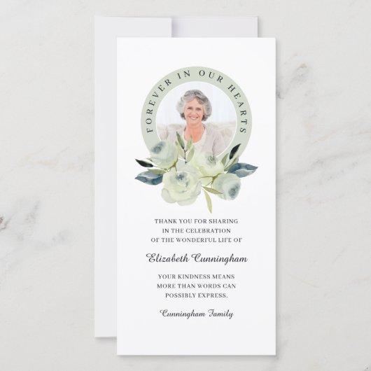 永遠に私たちのハート写真フローラメモリアル サンキューカード (正面)