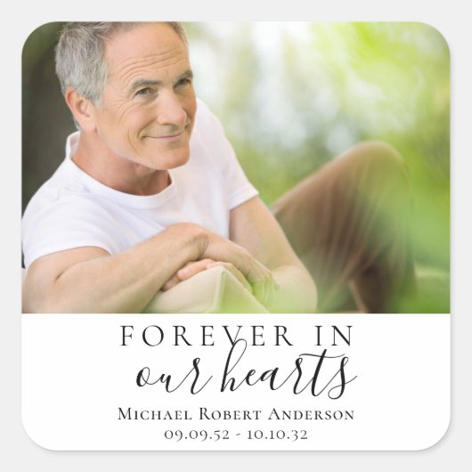 永遠に私たちのハート写真悔やみや弔慰メモリアル スクエアシール (正面)