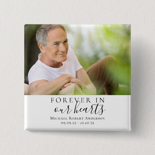 永遠に私たちのハート写真悔やみや弔慰メモリアル 缶バッジ (正面)