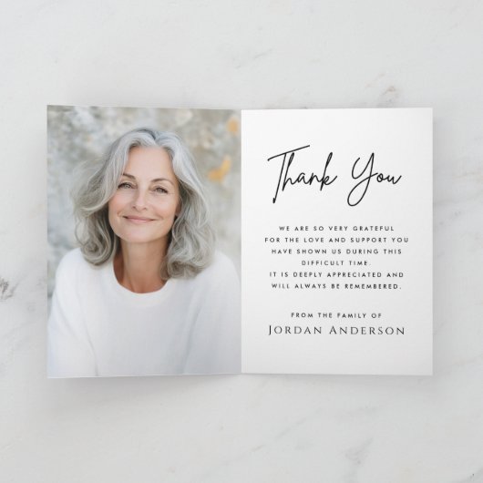 永遠に私たちのハート写真悔やみや弔慰折り畳み サンキューカード (内部)
