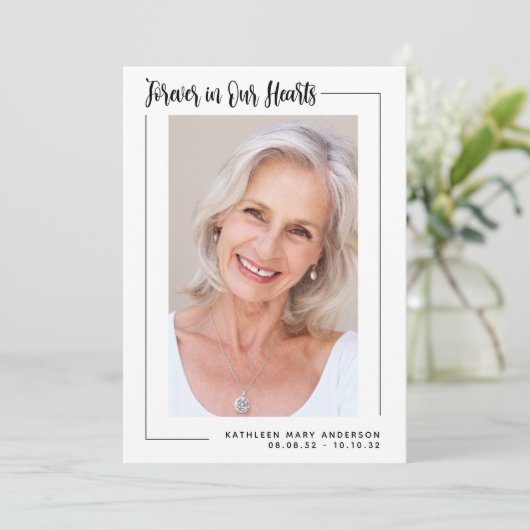 永遠に私たちのハート写真悔やみや弔慰葬儀 サンキューカード (スタンド正面)