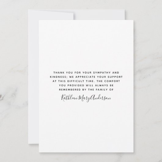 永遠に私たちのハート写真悔やみや弔慰葬儀 サンキューカード (裏面)