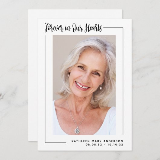 永遠に私たちのハート写真悔やみや弔慰葬儀 サンキューカード (正面/裏面)