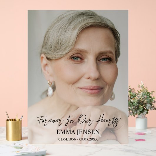 永遠に私たちのハート写真歓迎葬儀 アクリルサイン (ウェディング)