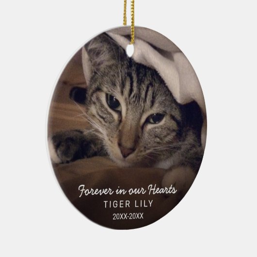 永遠に私たちのハート写真猫ペット記念館 セラミックオーナメント (右)
