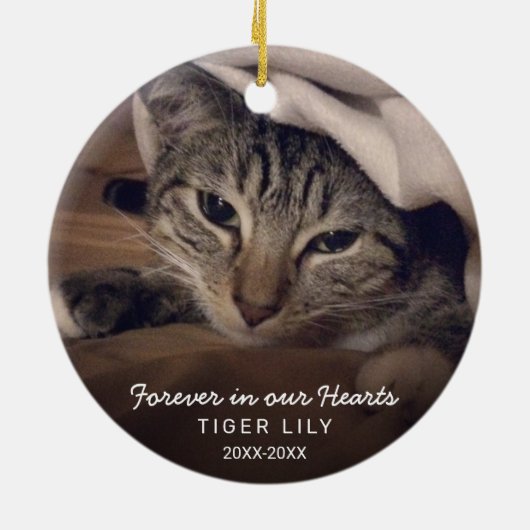 永遠に私たちのハート写真猫ペット記念館 セラミックオーナメント (裏面)