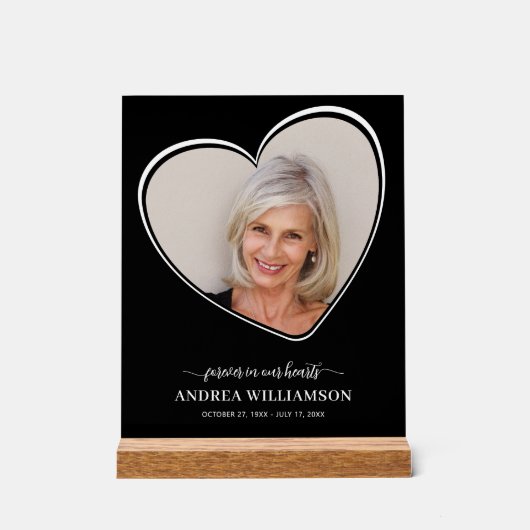 永遠に私たちのハート写真葬儀アクリルのサイン アクリルサイン (正面)