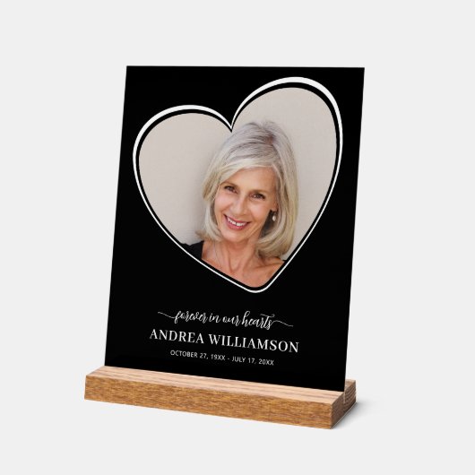 永遠に私たちのハート写真葬儀アクリルのサイン アクリルサイン (傾斜)