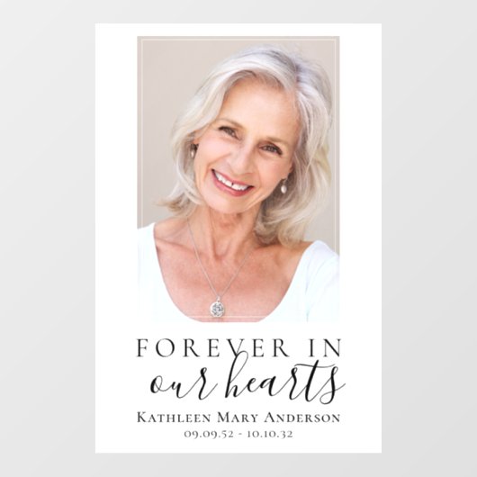 永遠に私たちのハート写真葬儀ウェルカムサイン ウィンドウサイン (シート)