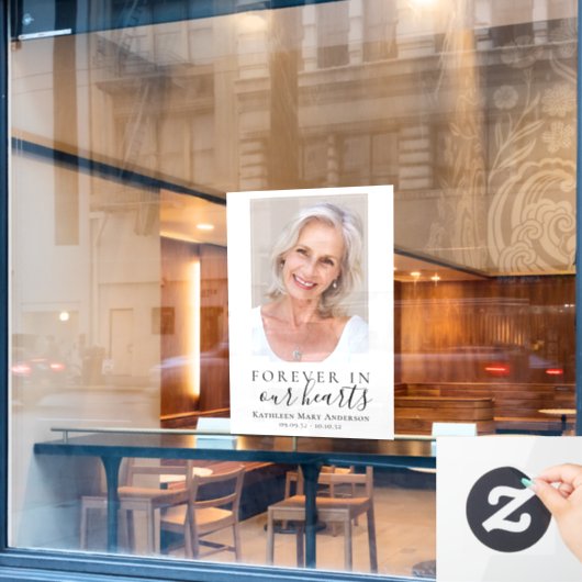 永遠に私たちのハート写真葬儀ウェルカムサイン ウィンドウサイン (カフェ窓)