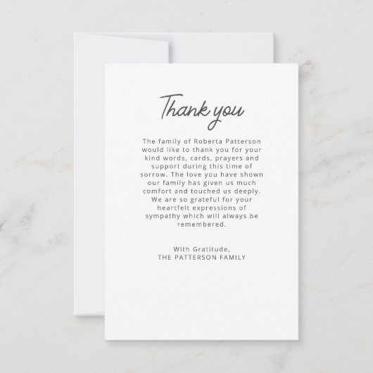永遠に私たちのハート写真葬儀サンキューカード 招待状 (裏面)