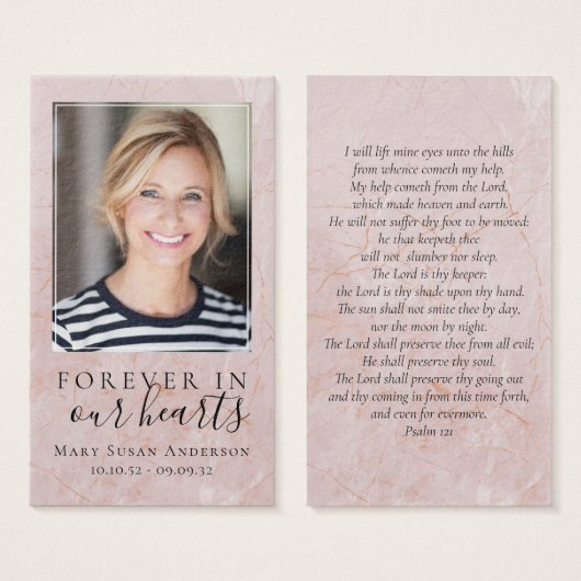 永遠に私たちのハート写真葬儀祈りの言葉カード (正面&裏面)