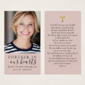 永遠に私たちのハート写真葬儀祈りの言葉カード (正面&裏面)