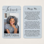 永遠に私たちのハート写真葬儀祈りの言葉カード (正面&裏面)