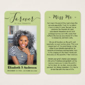 永遠に私たちのハート写真葬儀祈りの言葉カード (正面&裏面)