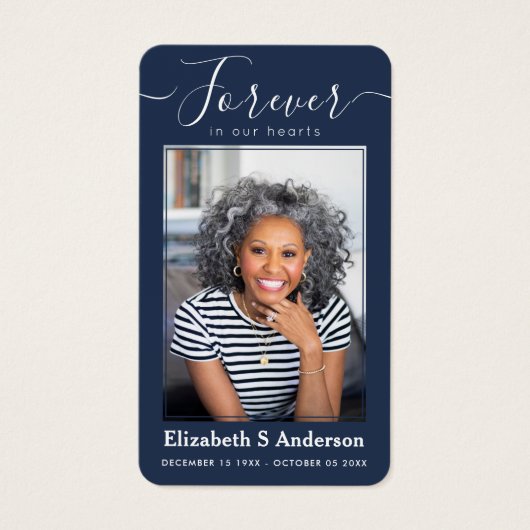 永遠に私たちのハート写真葬儀祈りの言葉カード (正面)